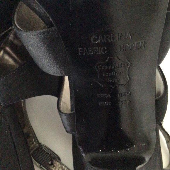 NINA BLACK SATIN STRAPPY SLINGBACK HEELS SIZE 8.5 CARLINA - Picture 12 of 14